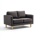 Canapé 2 places droit gris anthracite en polyester avec pieds en hévéa massif 150 x 85 x 82 cm
