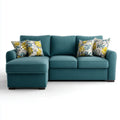 Canapé d’angle 3 places bleu canard en polyester avec méridienne gauche 240 x 150 x 90 cm