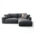 Canapé d'angle droit 4 places gris anthracite en polyester forme L 280 x 180 x 85 cm
