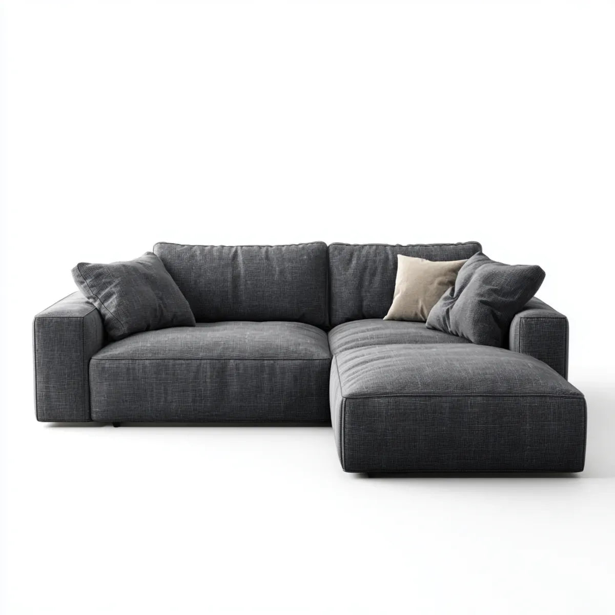 Canapé d'angle droit 4 places gris anthracite en polyester forme L 280 x 180 x 85 cm