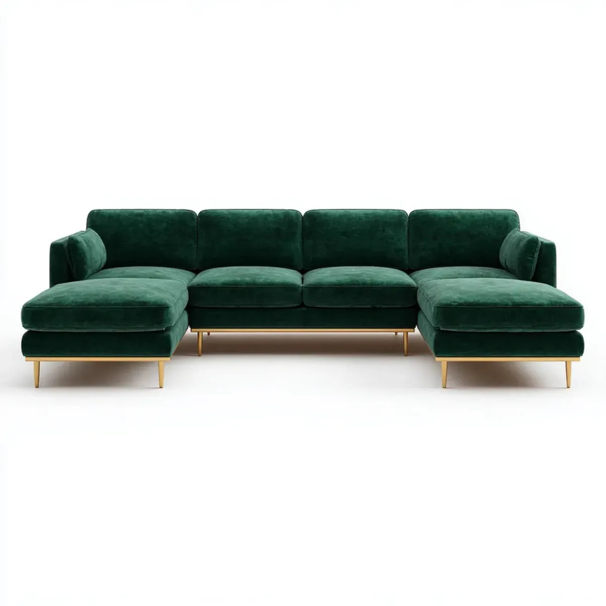 Canapé panoramique en U vert foncé 6 places en velours polyester 330 x 160 x 85 cm