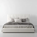 Lit double blanc 160 x 200 cm en similicuir PU rectangulaire avec tête de lit capitonnée