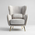 Fauteuil bergère gris clair en polyester avec pieds en acier doré 78 x 85 x 105 cm