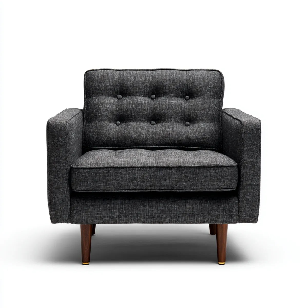 Fauteuil lounge 1 place gris anthracite 85 x 86 x 91 cm tissu polyester pieds en hévéa forme rectangulaire