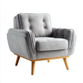 Fauteuil lounge gris 82 x 85 x 92 cm en velours de polyester à pieds en chêne massif