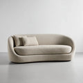 Canapé 2 places beige en polyester bouclette forme arrondie 180 x 90 x 75 cm