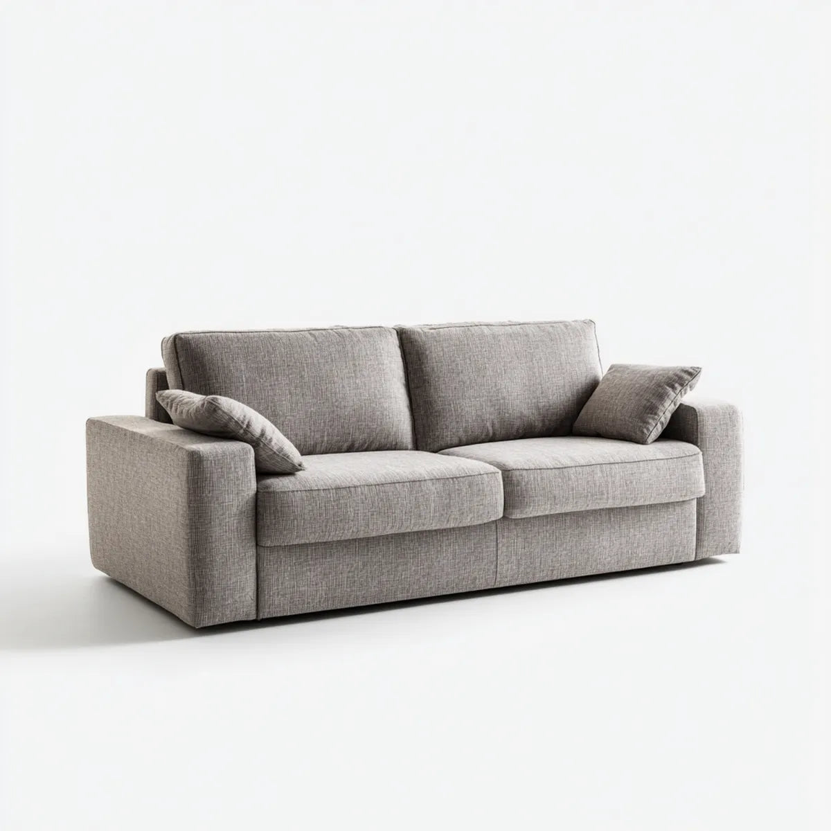 Canapé droit 2 places gris en polyester forme rectangulaire 200 x 92 x 85 cm
