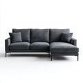 Canapé d’angle droit 3 places gris anthracite en polyester forme L 260 x 160 x 85 cm