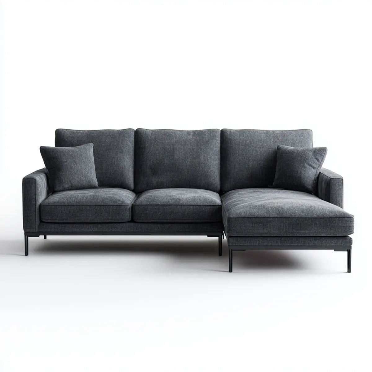 Canapé d’angle droit 3 places gris anthracite en polyester forme L 260 x 160 x 85 cm