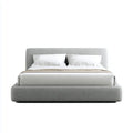 Lit double rembourré gris clair 160 x 200 cm en polyester forme rectangulaire