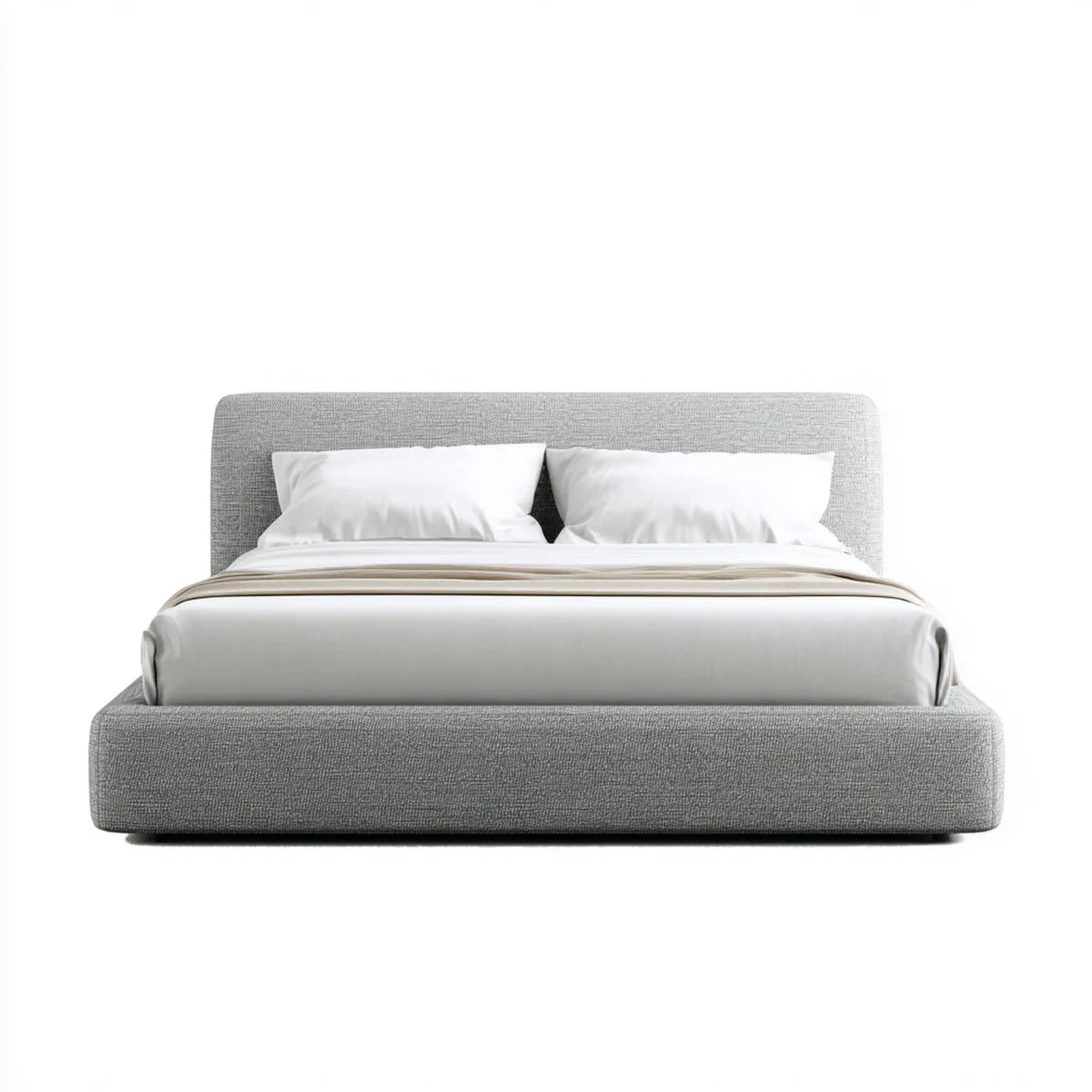 Lit double rembourré gris clair 160 x 200 cm en polyester forme rectangulaire