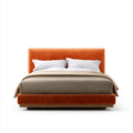 Lit double avec tête de lit orange 160 x 200 cm en velours de polyester rectangulaire