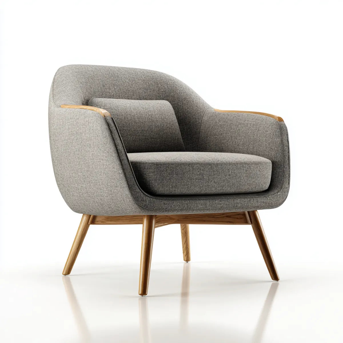 Fauteuil de salon gris 78 x 75 x 82 cm en polyester et hêtre massif forme enveloppante