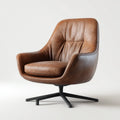 Fauteuil pivotant marron 76 x 80 x 86 cm en cuir synthétique PU forme enveloppante
