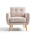 Fauteuil de salon bouclette beige à accoudoirs arrondis 80 x 78 x 88 cm polyester pieds en bois massif