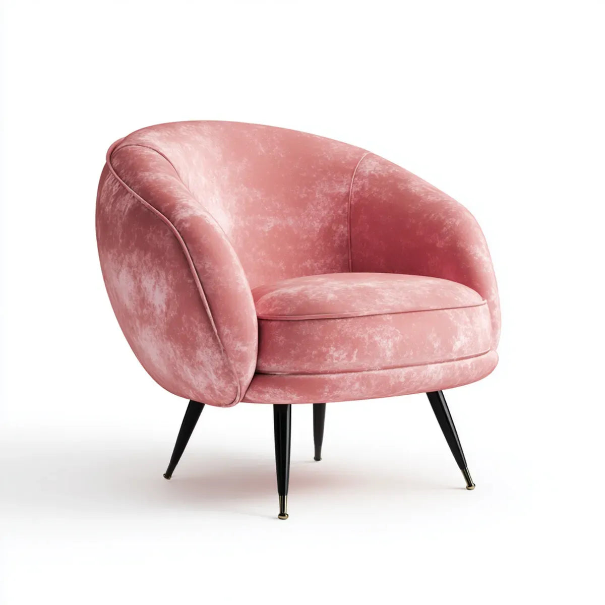 Fauteuil de salon rose en polyester effet velours forme arrondie 78 x 75 x 78 cm